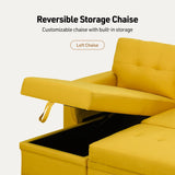 Lucca - Linen Reversible Sleeper Sectional Sofa With Storage Chaise - Furniture Home Direct