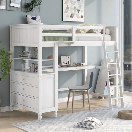 Loft Bed With Drawers With Desk And Shelves - Furniture Home Direct