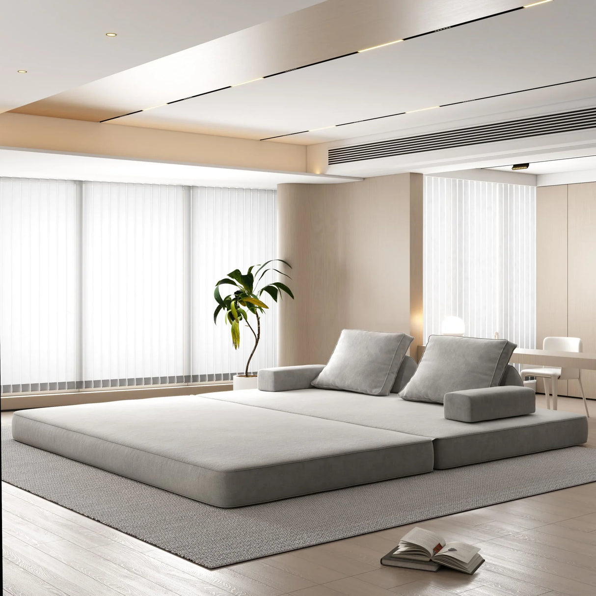 Multifunctional Convertible Sofa Bed With 2 Tumbler Backrests And 2 Pillows, Deep Seat Couch - Furniture Home Direct