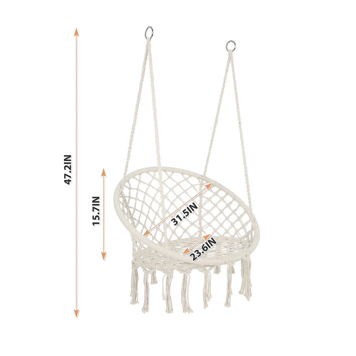 Macrame Hanging Hammock Chair, Cotton Rope Swing For Indoor And Outdoor Use - Furniture Home Direct
