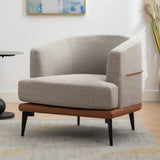 Modern Two-Tone Barrel Chair, Upholstered Round Armchair For Living Room Bedroom Reading Room - Furniture Home Direct