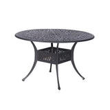 Round 4 Person 48" Long Aluminum Dining Set With Sunbrella Cushions - Gray / Ivory - Furniture Home Direct