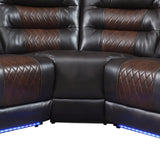 Sectional Sofa with Manual Recline LED Lights Black Brown - Furniture Home Direct