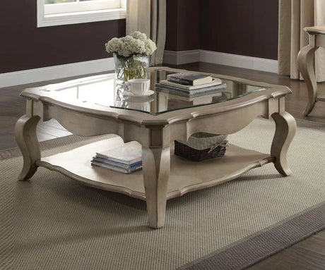 Chelmsford - Clear Glass Coffee Table - Taupe - Furniture Home Direct