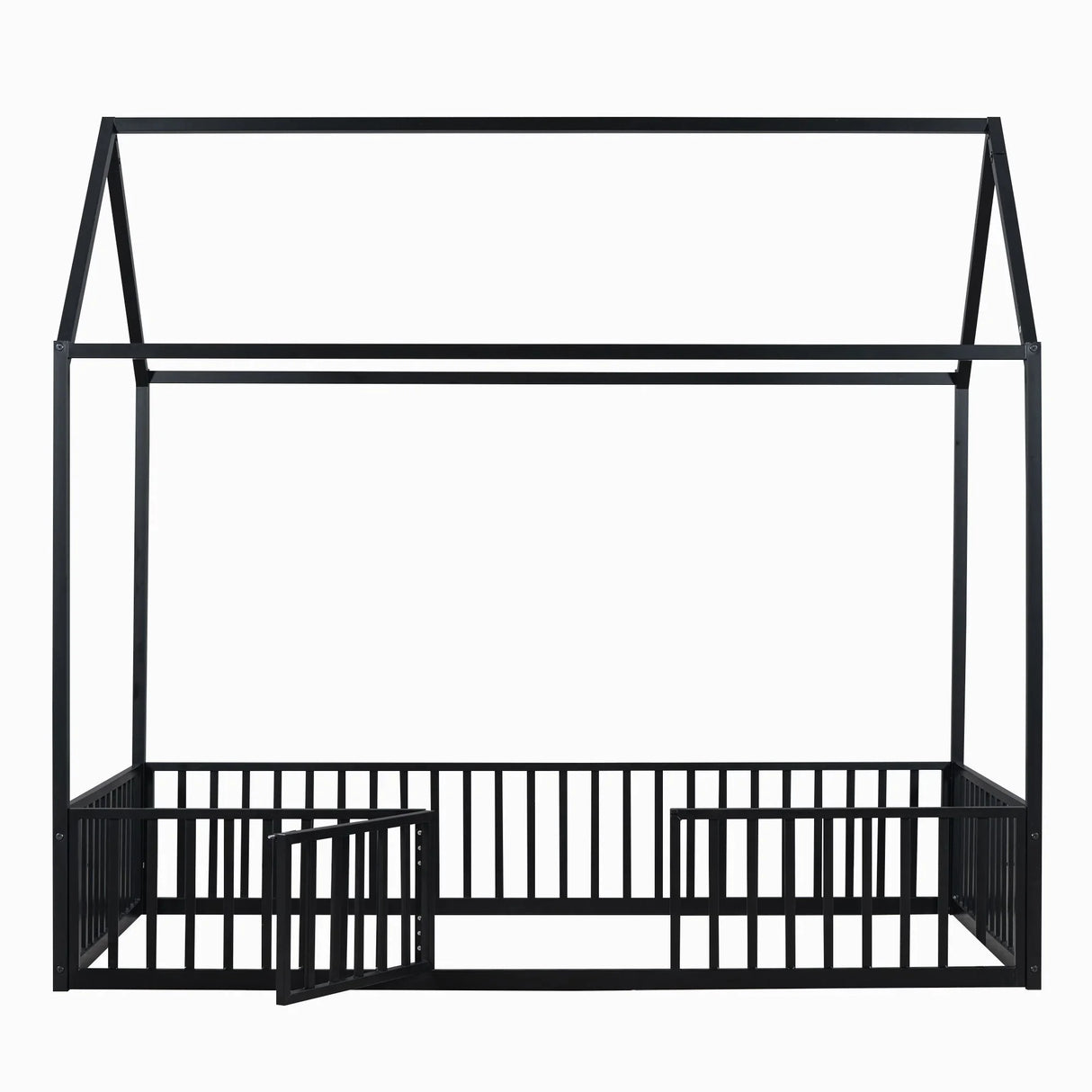 Metal House Bed With Fence And Door - Furniture Home Direct