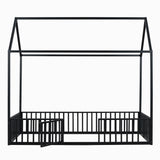 Metal House Bed With Fence And Door - Furniture Home Direct