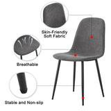 Dining Chair Set Modern Upholstered Linen Cotton Dark Gray - Furniture Home Direct