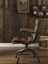 Harith - Vintage Top Grain Leather Office Chair - Brown - Furniture Home Direct
