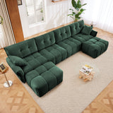 Sofa Set With Ottoman And Pillows, Textured, High Resilience Cushions - Furniture Home Direct