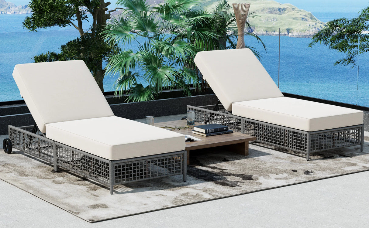 Outdoor Lounge Chair - Beige - Furniture Home Direct