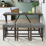 Bar Table Set With 3 Padded Stools - Furniture Home Direct