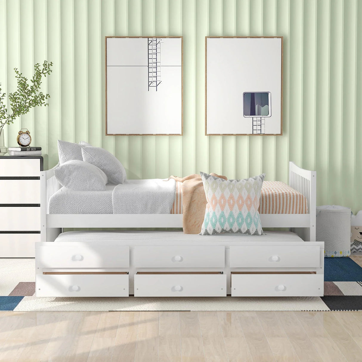 Twin Size Daybed With Trundle And Drawers - Furniture Home Direct