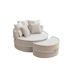 Modern Oversized Round Barrel Accent Chair With Ottoman - Furniture Home Direct