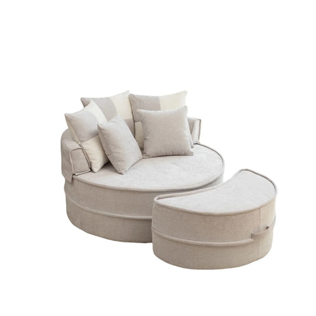 Modern Oversized Round Barrel Accent Chair With Ottoman - Furniture Home Direct