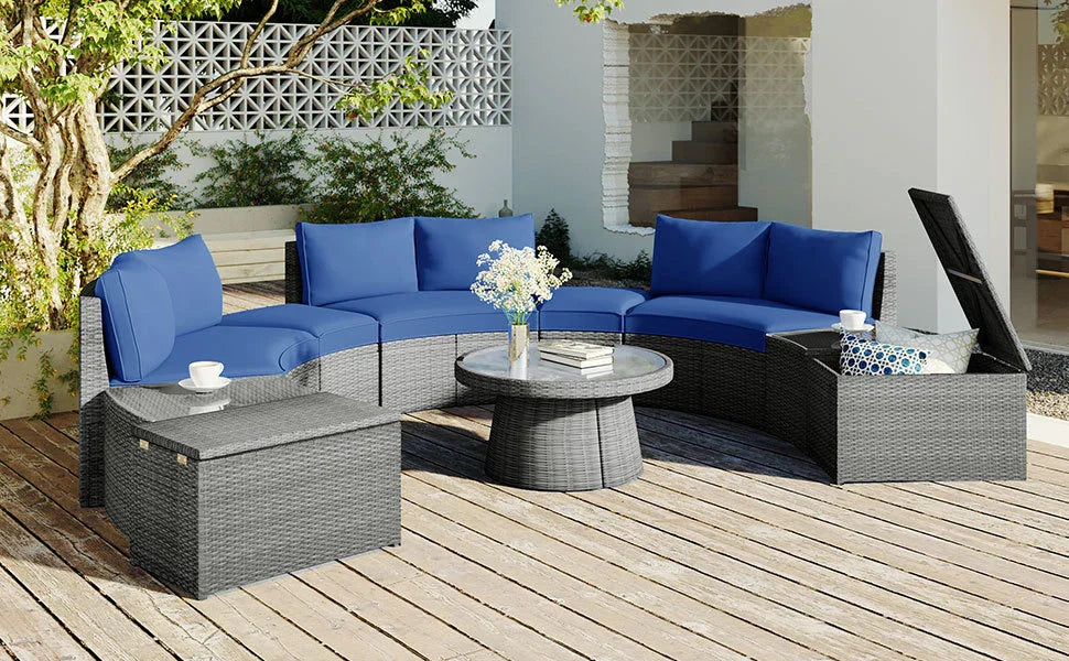 Semi-Circle Outdoor Sectional Set - Furniture Home Direct