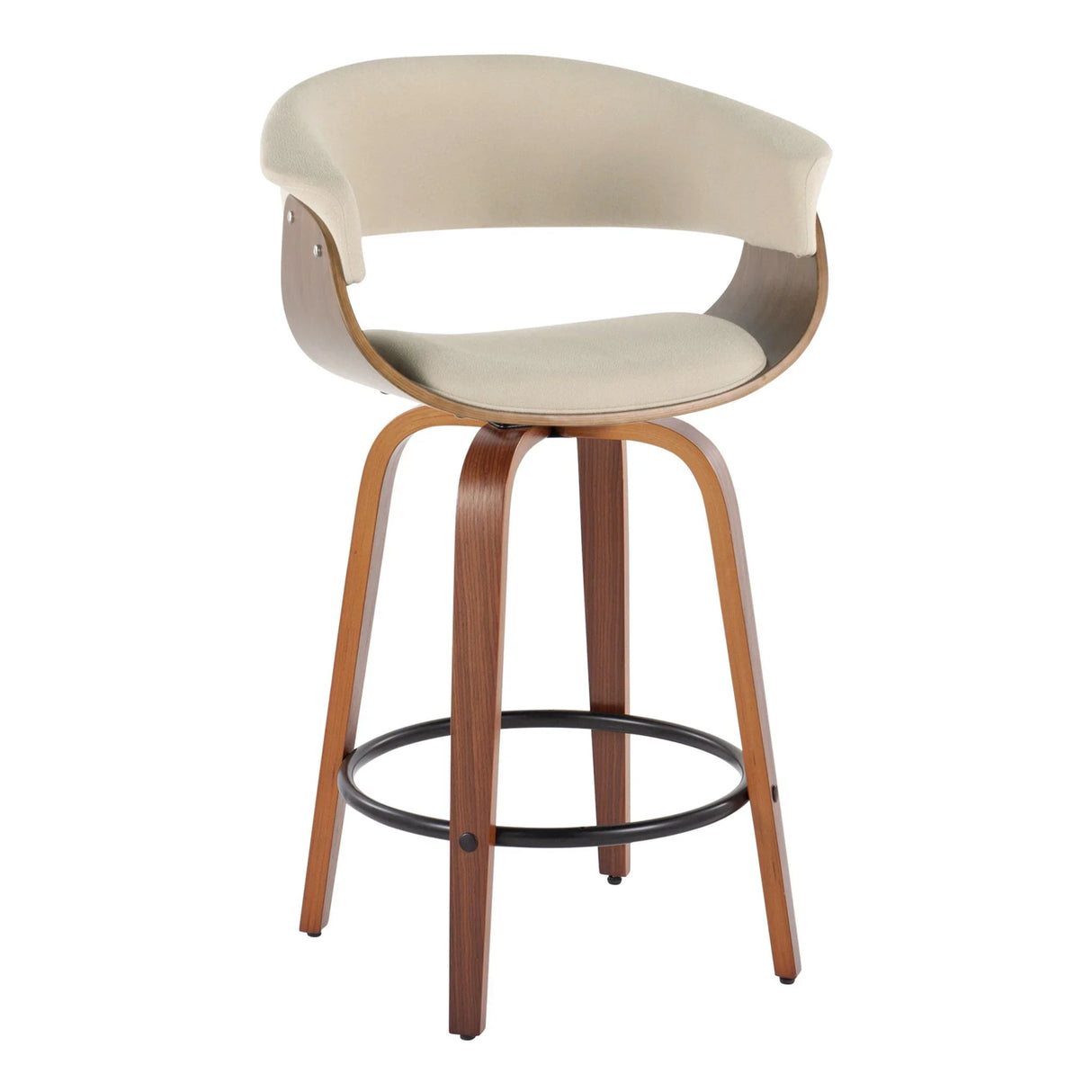 Vintage Mod - Mid Century Modern Fixed Height Counter Stool & Swivel With Round Footrest (Set of 2) - Furniture Home Direct