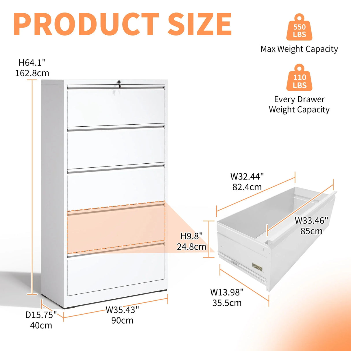 Premium Drawer Metal Lateral File Cabinet With Lock - Furniture Home Direct