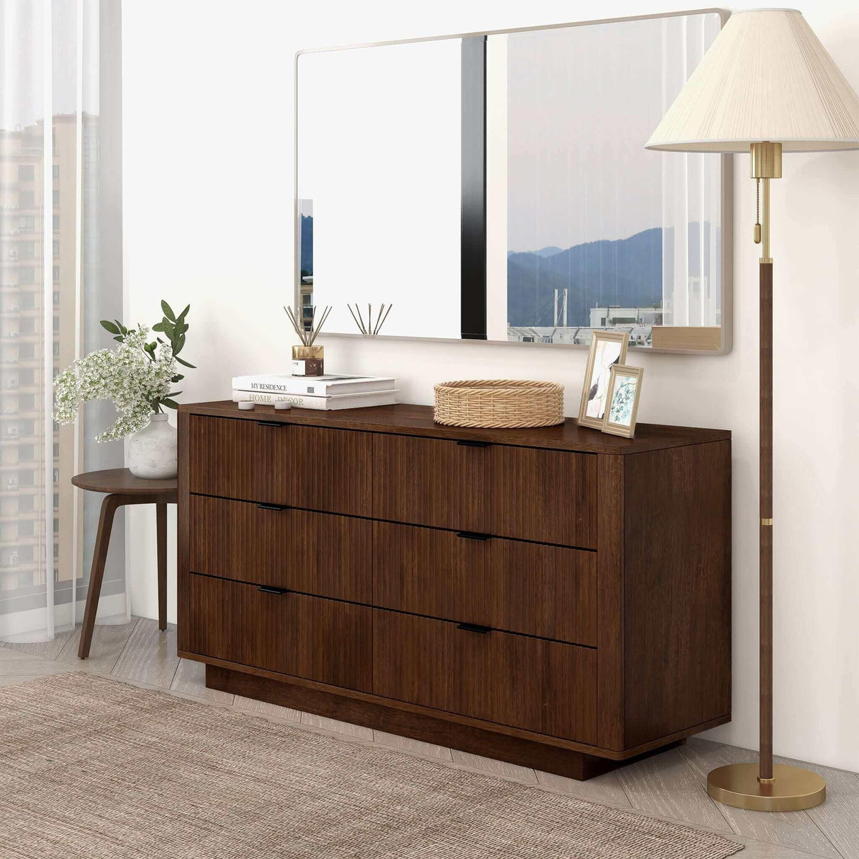 Lola - Mid-Century Modern Dresser With 6 Drawers - Dark Brown - Furniture Home Direct