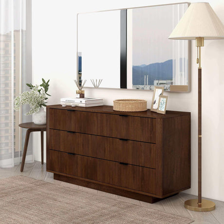 Lola - Mid-Century Modern Dresser With 6 Drawers - Dark Brown - Furniture Home Direct