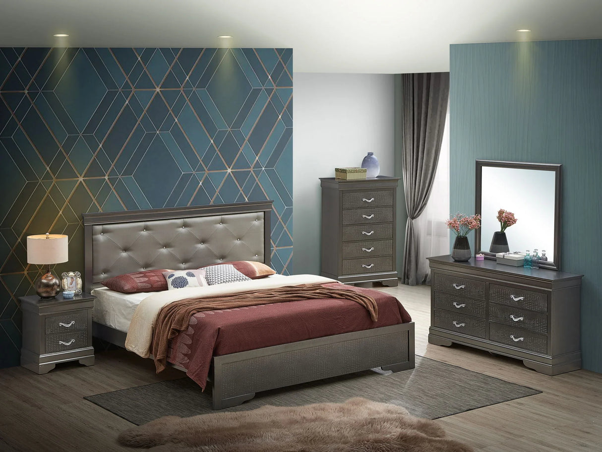 Chic Elegantly Designed Transitional Bed - Furniture Home Direct