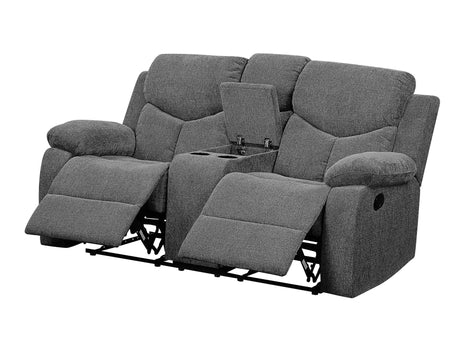 Kalen - Chenille Loveseat With Console - Gray - Furniture Home Direct