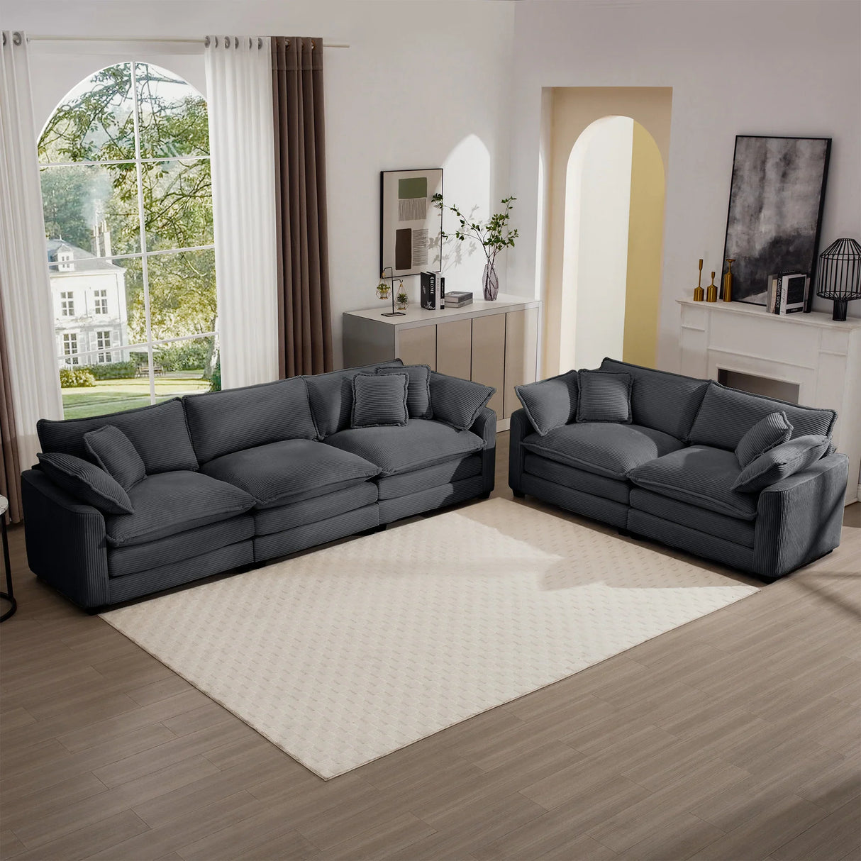 Sofa and Loveseat Set - Gray - Furniture Home Direct