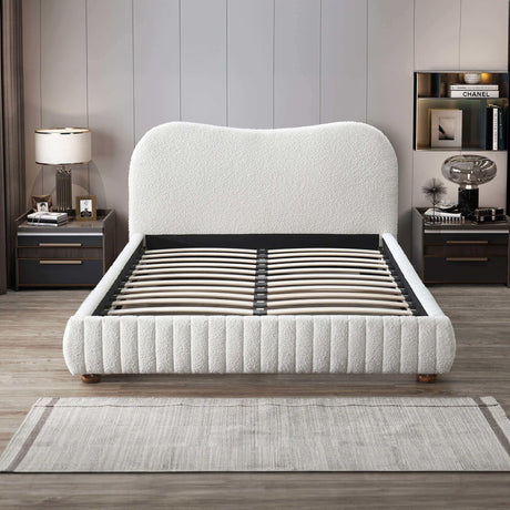 Norme - Queen Size Upholstered Low Profile Platform Bed - Cream - Furniture Home Direct