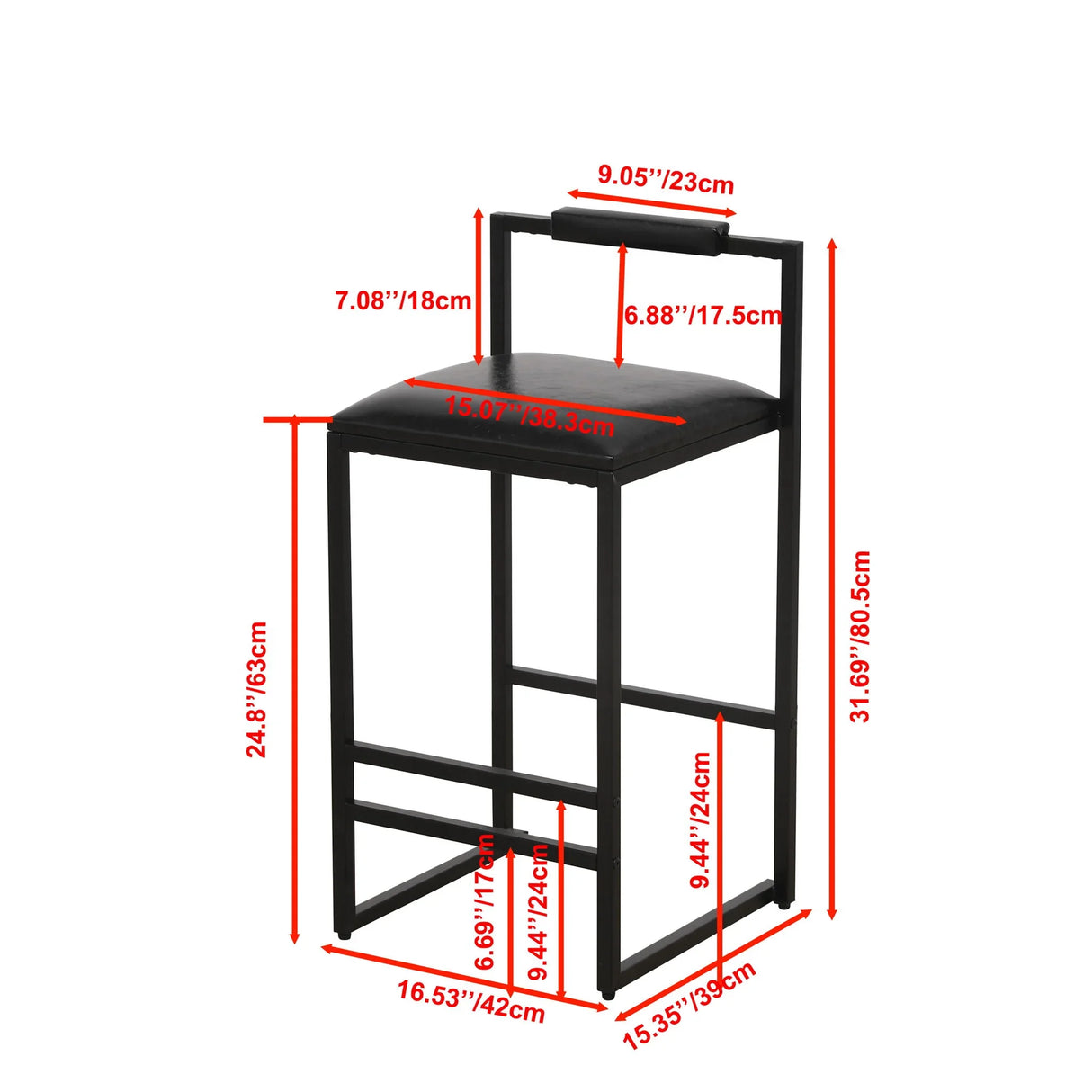 Elegant Bar Stool Set With Backrest And Footrest, Counter Height (Set of 2) - Furniture Home Direct