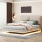 Upholstered Platform Bed With Sensor Light And 2 Large Backrests, With 2 Sets Of USB Port And Socket On Each Rear Bed Leg - Furniture Home Direct