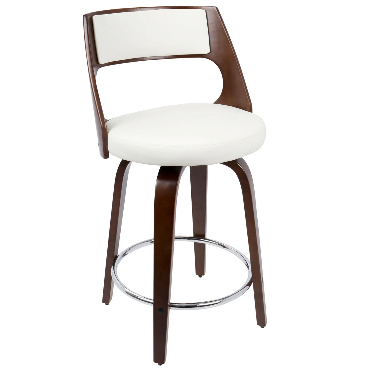 Cecina - Mid-Century Modern Fixed Height Counter Stool With Swivel And Round Footrest (Set of 2) - Furniture Home Direct