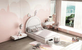 Rabbit-Shaped Bed for Kids Upholstered Full-Size White - Furniture Home Direct