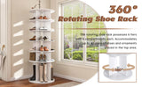 Free Standing 360° Revolving Shoe Organizer for 24 Pairs of Shoes (6-Tier White) - Furniture Home Direct