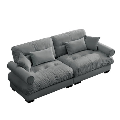 Modern Oversize Sofa With Cloud Like Comfort, Featuring Waist And Throw Pillows - Furniture Home Direct