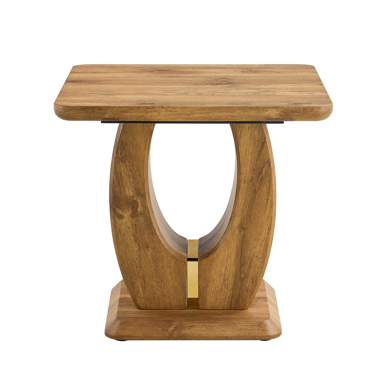 End Table Square Wood Grain With Curved Base Walnut - Furniture Home Direct
