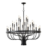 24 Light Chandelier Industrial Iron Candle Chandelier Modern Suspended Farmhouse Chandeliers Pendant Light Fixtures For Dining Room Bedroom Living Room Kitchen Island Foyer E12 Bulb (No Include) - Black - Furniture Home Direct