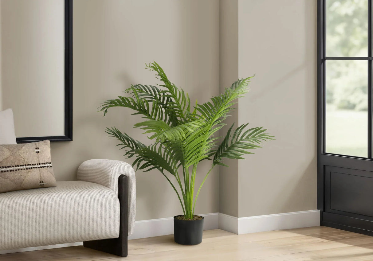 34" Tall, Artificial Plant, Palm Tree, Indoor, Faux, Fake, Floor, Greenery, Potted, Real Touch, Decorative - Green / Black - Furniture Home Direct
