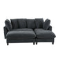 Upholstered L Shaped Sectional Sofa With Storage, Movable Ottoman, And 6 Throw Pillows - Furniture Home Direct