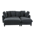 Upholstered L Shaped Sectional Sofa With Storage, Movable Ottoman, And 6 Throw Pillows - Furniture Home Direct