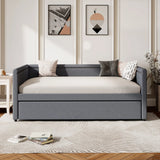 Modern Style Upholstered Daybed With Trundle For Guest Room, Small Bedroom