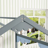 Double Twin House-Style Floor Bed With Fence, Guardrails, Without Door - Furniture Home Direct