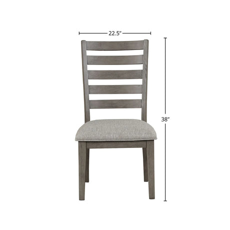 Casual Side Dining Chair With Ladder Back (Set of 2) - Gray - Furniture Home Direct
