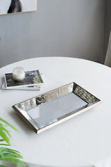Antique Rectangle Mirror With Floral Accents, Mirrored Display Tray, Hanging Wall Mirror - Furniture Home Direct
