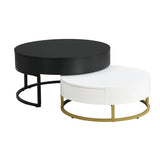 Nesting Coffee Tables Round Lift-Top Modern Black and White - Furniture Home Direct
