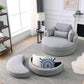 Linen Barrel Swivel Chair With Storage Ottoman - Furniture Home Direct