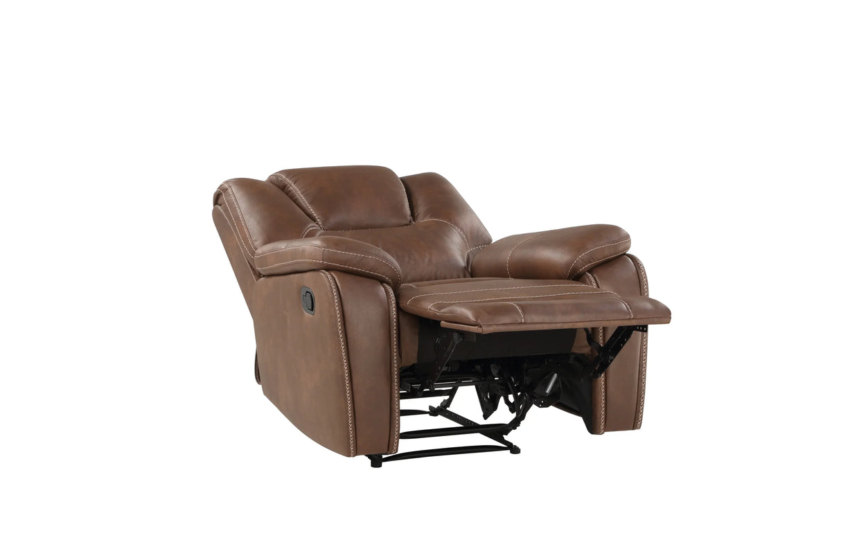 Katrine - PU Manual Motion Recliner - Chestnut Brown - Furniture Home Direct