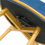 Counter Height Bar Stools Pair Tufted Gold Frame Blue - Furniture Home Direct