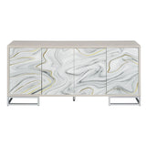 Panos - Console Cabinet - White Marcle / Chrome - Furniture Home Direct