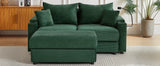 Sofa and Ottoman With Storage, Two USB Ports, Two Cup Holders and Phone Holder - Green - Furniture Home Direct