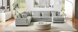 Sectional Sofa Oversized U Shaped Corduroy Fabric Gray - Furniture Home Direct