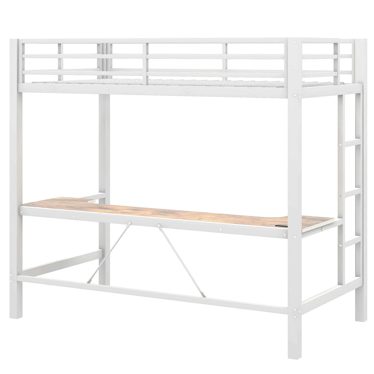 Gaming Metal Loft Bed Frame With LED Light, USB Charge Station And Desk - Furniture Home Direct